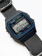 Custom Casio F91W Watch, Black, Gray Strap