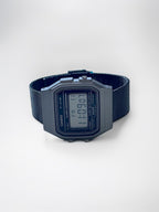Custom Casio F91W Watch, Dark Silver, Black Metal Band