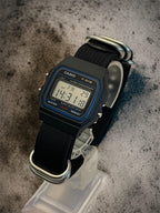 Custom Casio F91W Watch, Black, Black NATO Strap