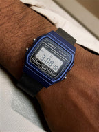 Custom Casio F91W Watch, Blue, Black Metal Band