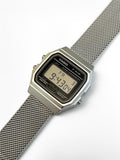Custom Casio F91W Watch, Silver, Silver Metal Band
