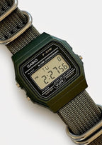 Custom Casio F91W Watch, Green, Army Green NATO Strap