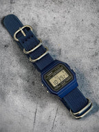 Custom Casio F91W Watch, Blue, Blue NATO Strap