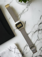 Custom Casio F91W Watch, Silver, Silver Metal Band