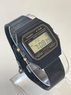 Custom Casio F91W Watch, Black, Black Metal Band