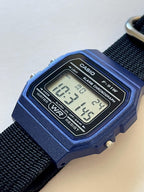 Custom Casio F91W Watch, Blue, Black NATO Strap