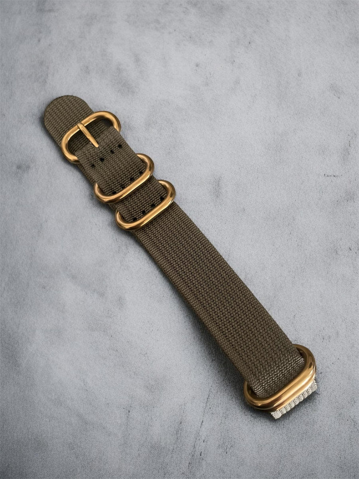 Green NATO Nylon Strap, Gold Buckle