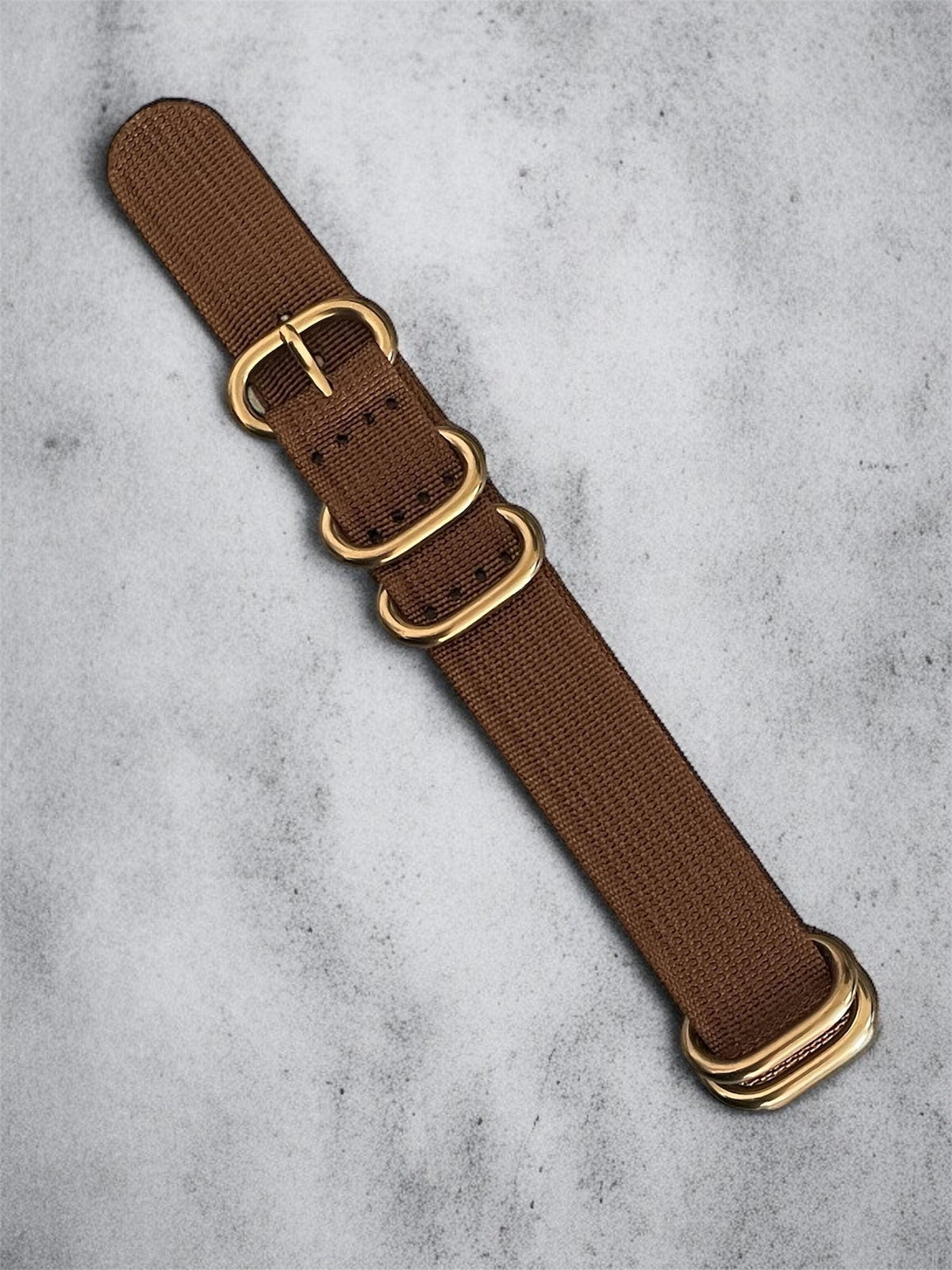 Brown NATO Strap, Gold Buckle