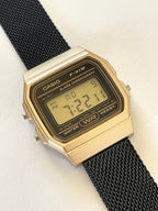 Custom Casio F91W Watch, Gold, Black Metal Band