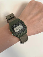 Custom Casio F91W Watch, Green, Army Green NATO Strap