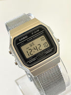 Custom Casio F91W Watch, Silver, Silver Metal Band