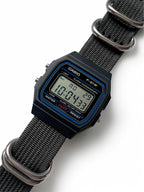 Custom Casio F91W Watch, Black, Gray Strap