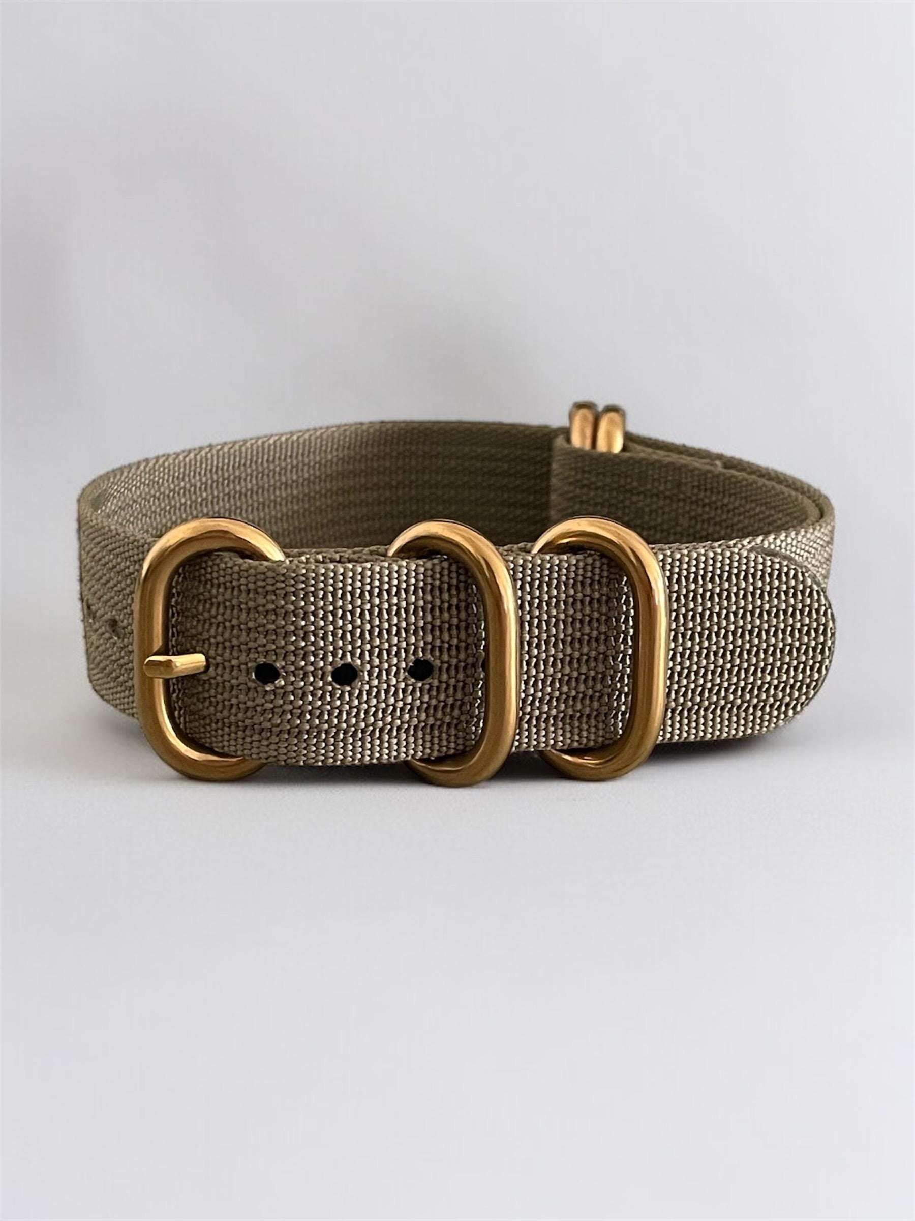 Green NATO Nylon Strap, Gold Buckle