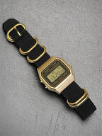Custom Casio F91W Watch, Gold, Black NATO Strap