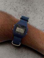 Custom Casio F91W Watch, Blue, Blue NATO Strap