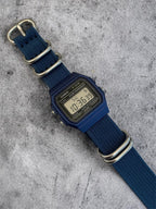 Custom Casio F91W Watch, Blue, Blue NATO Strap