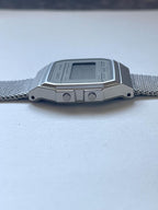 Custom Casio F91W Watch, White, Silver Metal Band