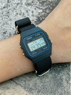Custom Casio F91W Watch, Black, Black NATO Strap