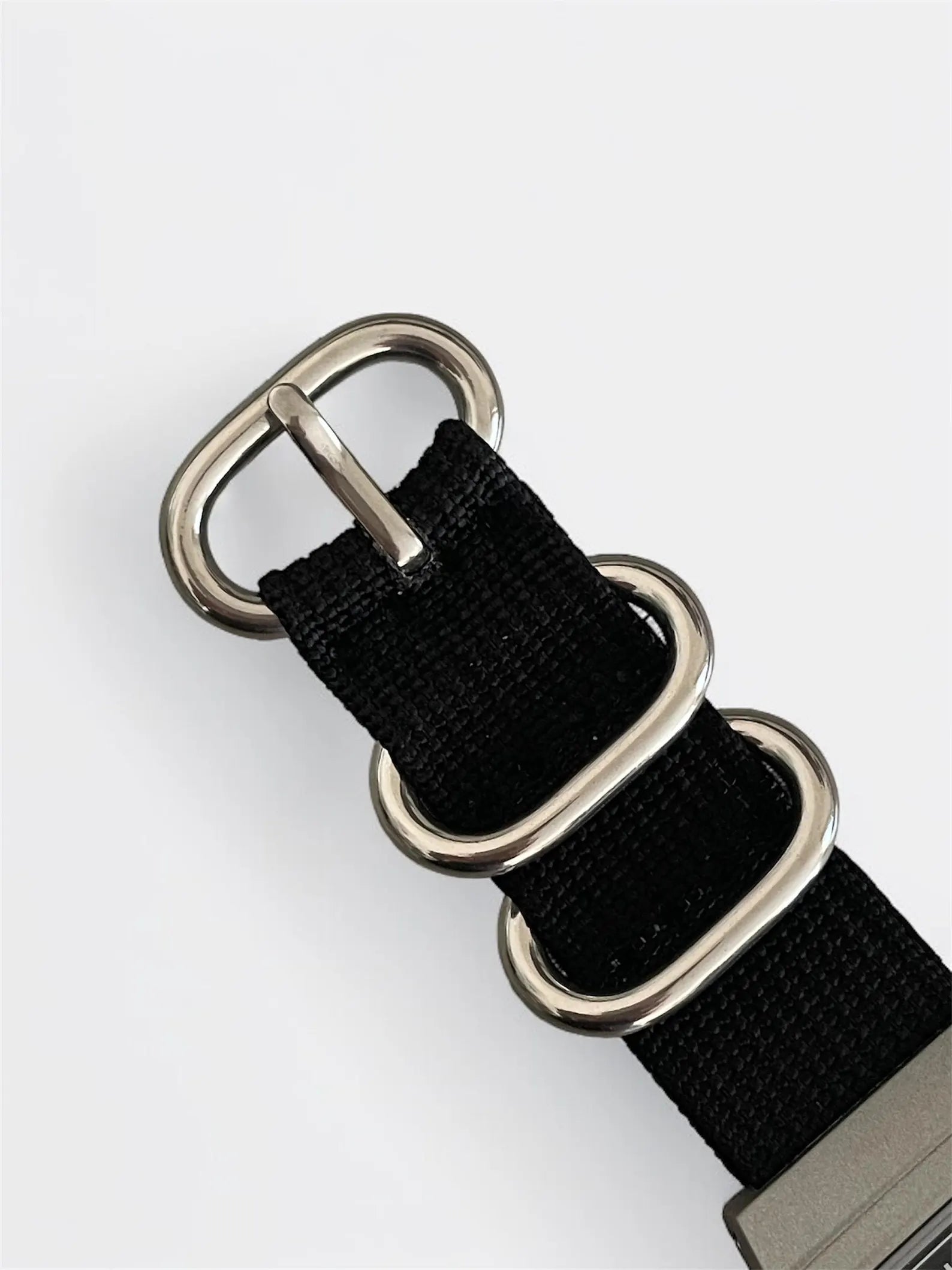 Custom Casio F91W Watch, Dark Silver, Black Nylon Strap
