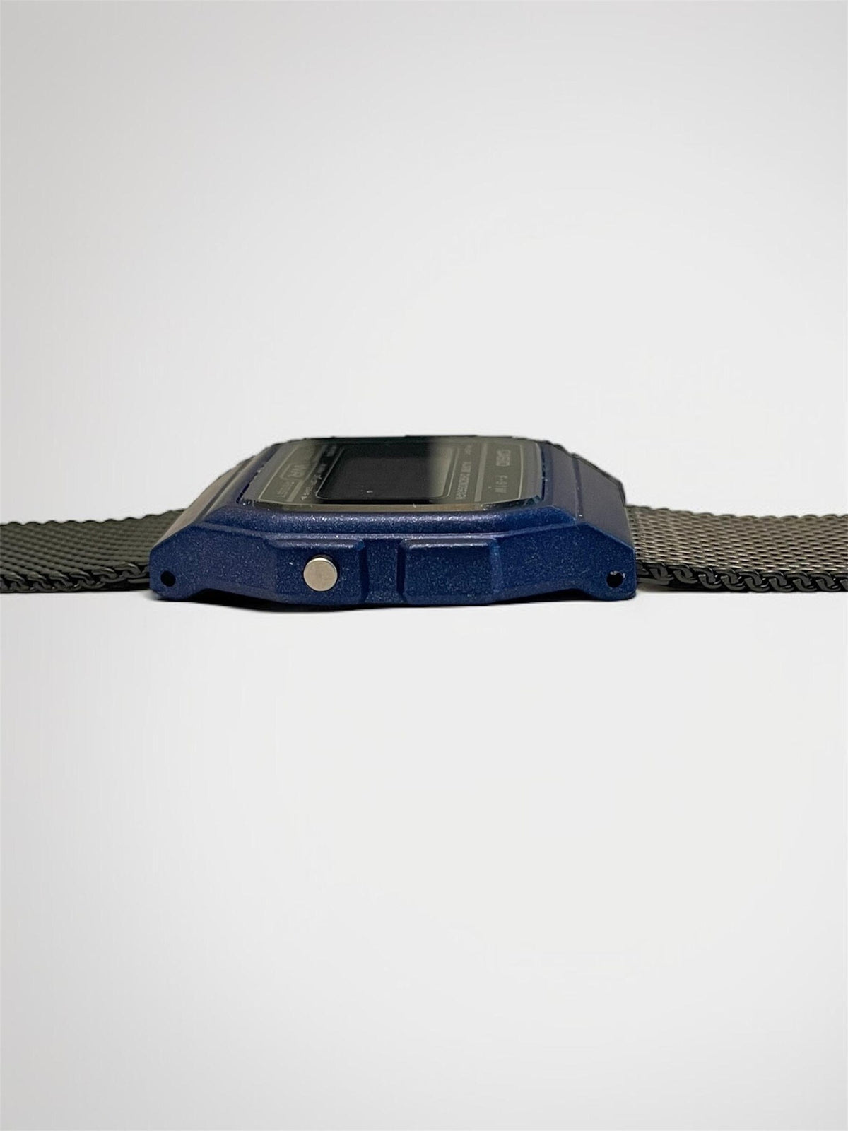 Custom Casio F91W Watch, Blue, Black Metal Band