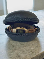 Custom Casio F91W Watch, Gold, Brown NATO Strap