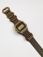 Custom Casio F91W Watch, Gold, Army Green NATO Strap