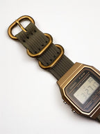 Custom Casio F91W Watch, Gold, Army Green NATO Strap