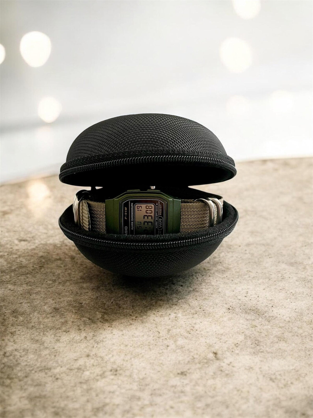 Custom Casio F91W Watch, Green, Army Green NATO Strap