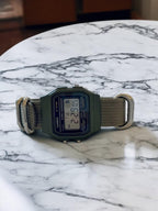 Custom Casio F91W Watch, Green, Army Green NATO Strap