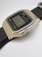 Custom Casio F91W Watch, Silver, Black NATO Strap