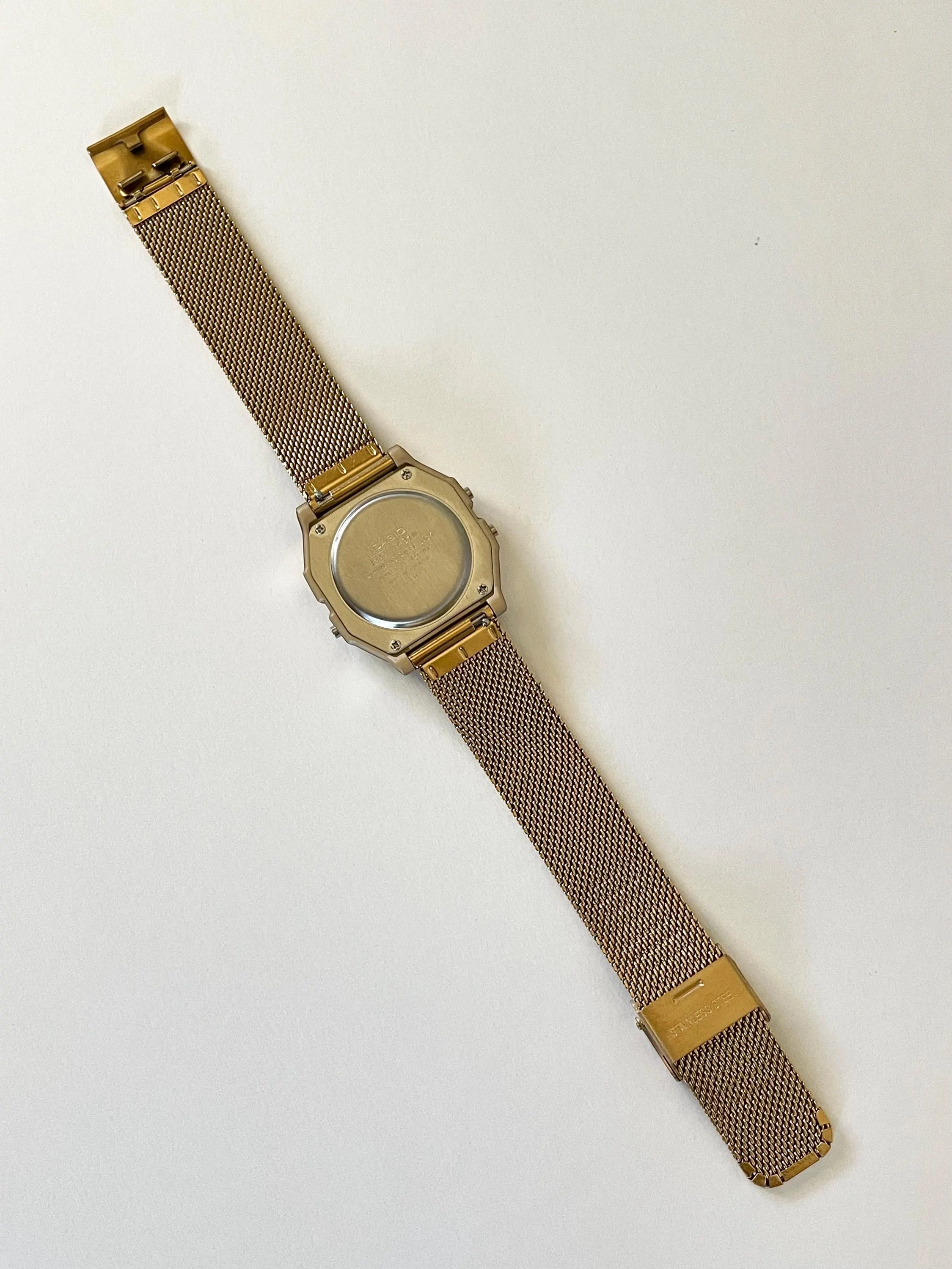 Custom Casio F91W Watch, Gold, Gold Metal Band