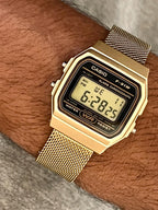 Custom Casio F91W Watch, Gold, Gold Metal Band