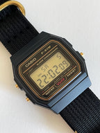 Custom Casio F91W Watch, Black,  Black NATO Strap
