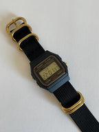 Custom Casio F91W Watch, Black,  Black NATO Strap