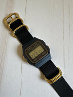 Custom Casio F91W Watch, Black,  Black NATO Strap