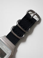 Custom Casio F91W Watch, White, Black NATO Band