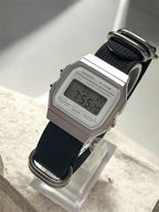Custom Casio F91W Watch, White, Black NATO Band