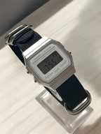 Custom Casio F91W Watch, White, Black NATO Band