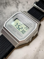 Custom Casio F91W Watch, White, Black NATO Band