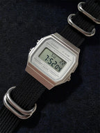 Custom Casio F91W Watch, White, Black NATO Band