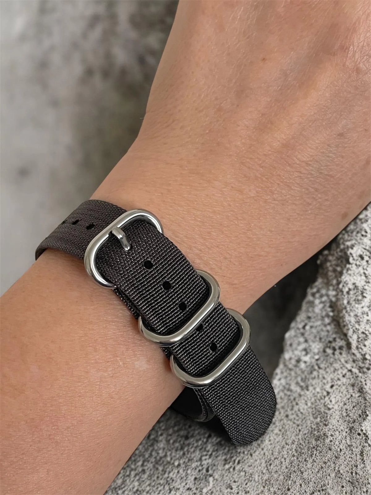 Gray NATO Strap, Silver Buckle