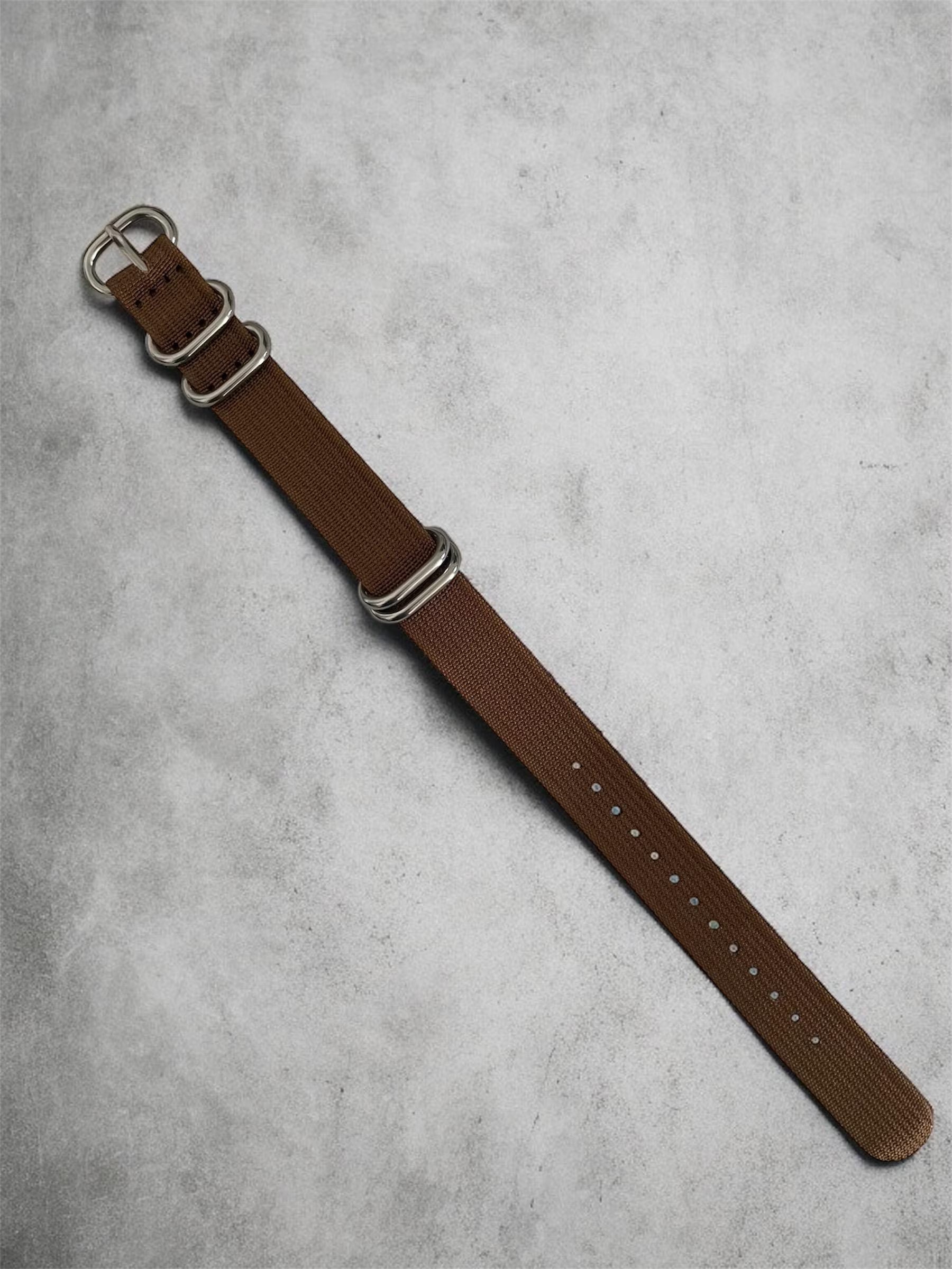 Brown NATO Strap, Silver Buckle