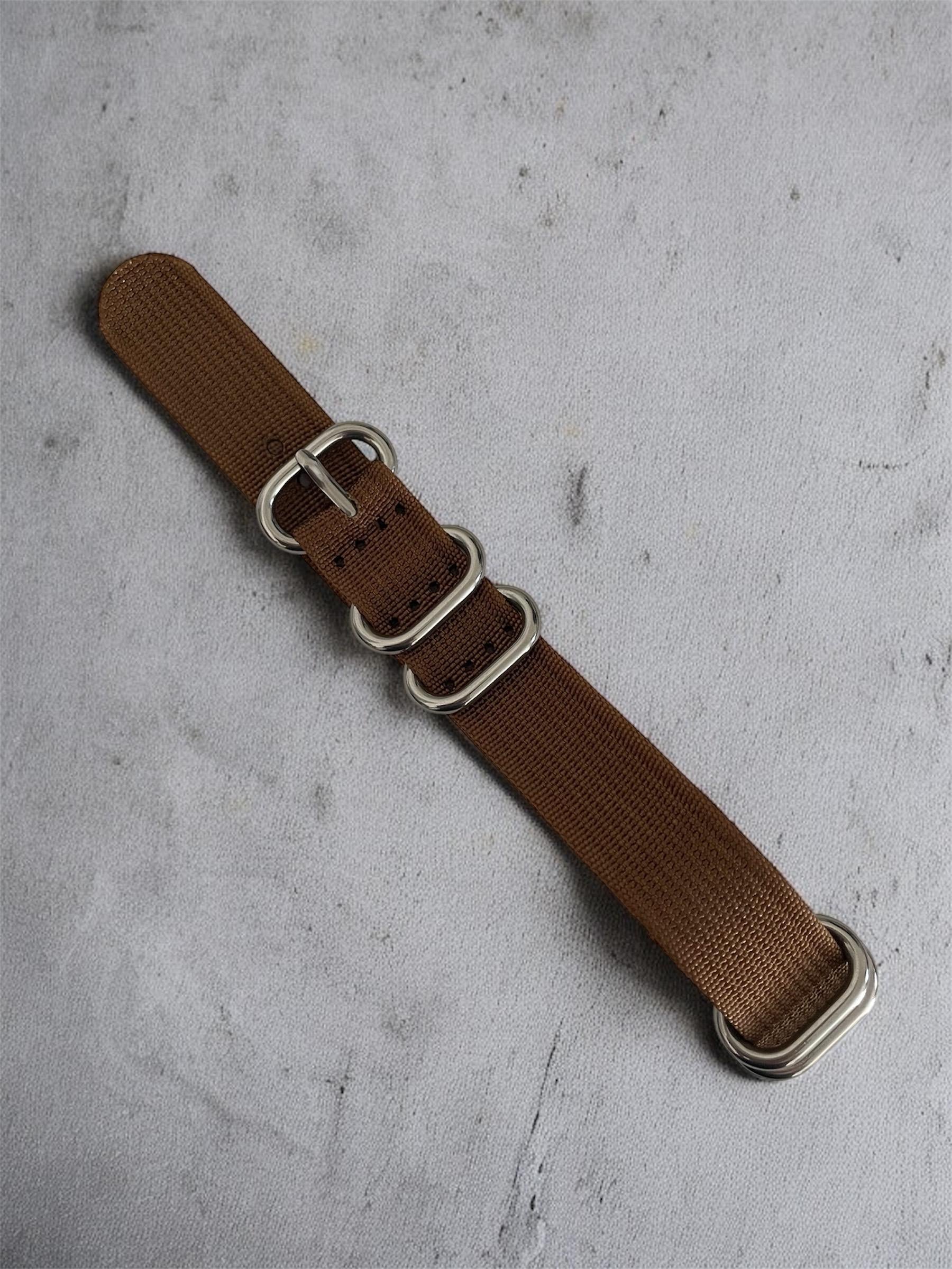 Brown NATO Strap, Silver Buckle