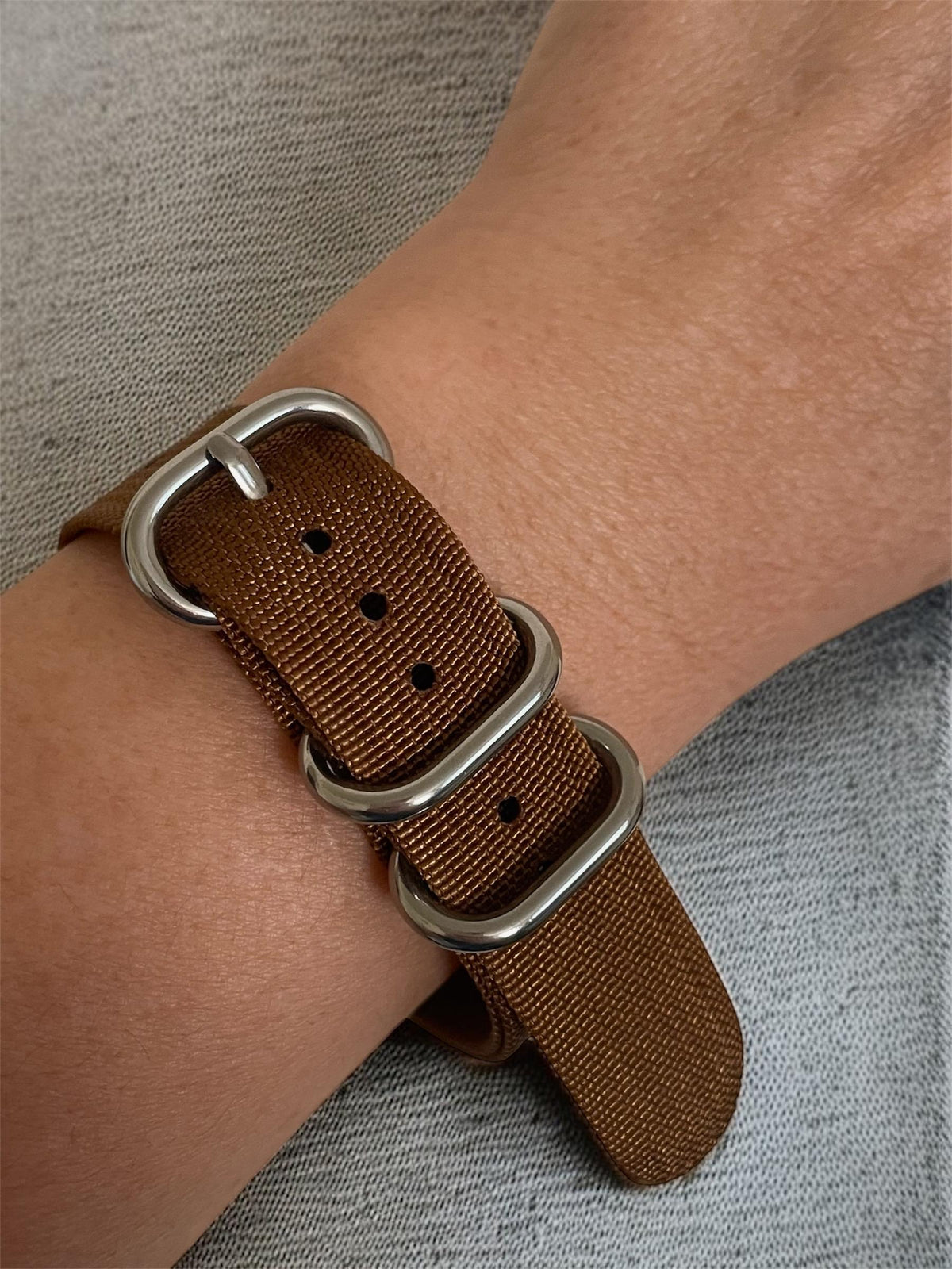 Brown NATO Strap, Silver Buckle