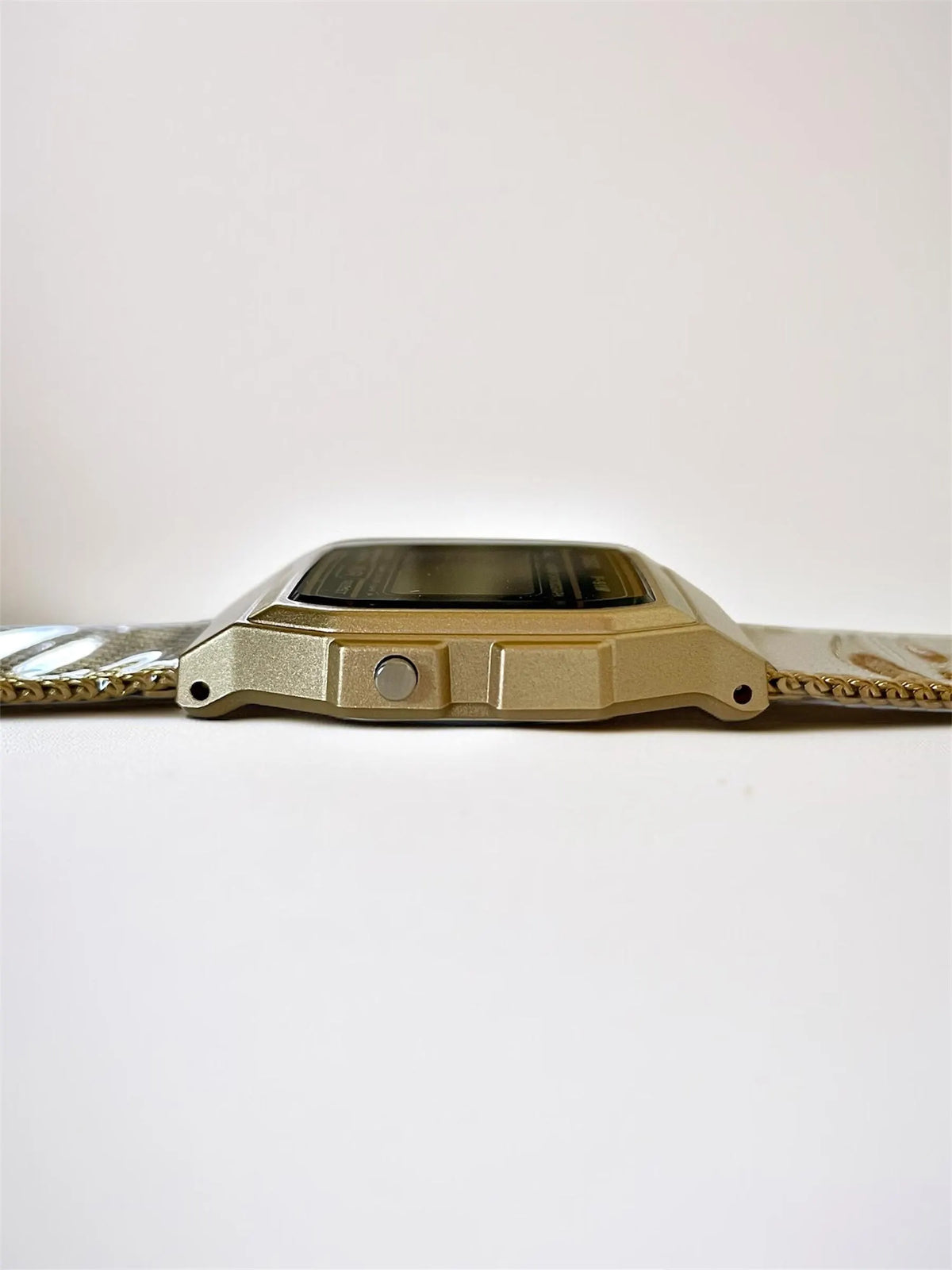 Custom Casio F91W Watch, Gold, Gold Metal Band